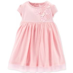 Carter's Baby Girl's 6month Pink 2pc Dress Flowers w/ Tulle Overlay